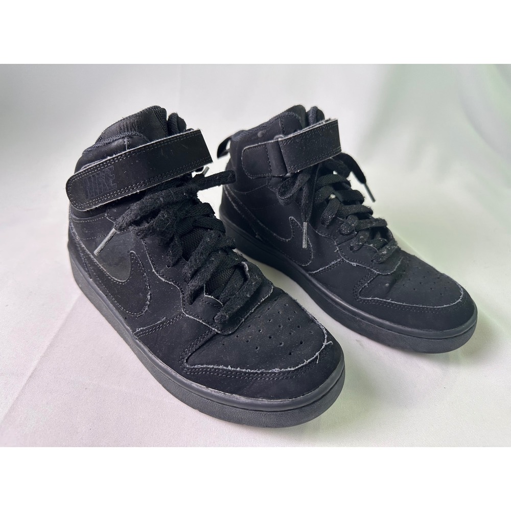 Nike Court Borough Mid 2 GS Triple Black CW5867-001 High Top Sneakers Size 5Y‎